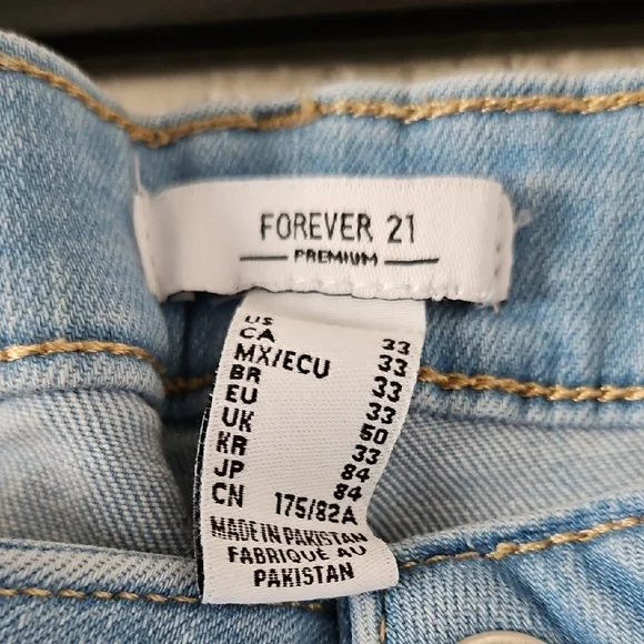 Forever 21 Blue High Waise Button Closure Bellbottom Flare Distressed Jeans - Picture 2 of 5